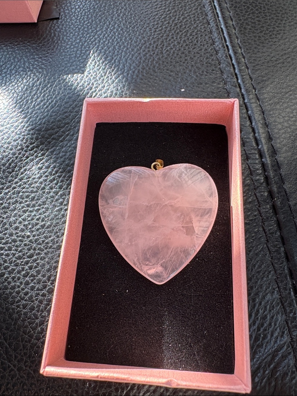 Large Pink Rose Quartz Heart Pendant With Gold Plated  Bail